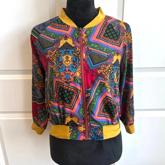 Billy by Flying Tomato Small Colorful Abstract Fully Zip Light weight Jacket - Picture 5 of 5